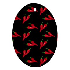 Red, hot jalapeno peppers, chilli pepper pattern at black, spicy Ornament (Oval)