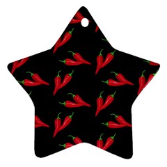 Red, hot jalapeno peppers, chilli pepper pattern at black, spicy Ornament (Star)