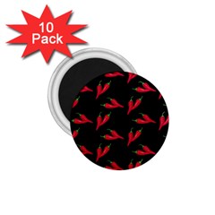 Red, Hot Jalapeno Peppers, Chilli Pepper Pattern At Black, Spicy 1 75  Magnets (10 Pack) 