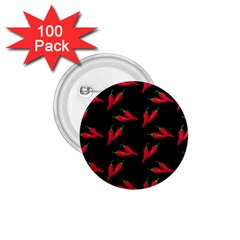 Red, hot jalapeno peppers, chilli pepper pattern at black, spicy 1.75  Buttons (100 pack) 