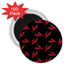 Red, hot jalapeno peppers, chilli pepper pattern at black, spicy 2.25  Magnets (100 pack) 