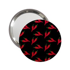 Red, hot jalapeno peppers, chilli pepper pattern at black, spicy 2.25  Handbag Mirrors