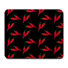 Red, hot jalapeno peppers, chilli pepper pattern at black, spicy Large Mousepads
