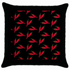 Red, hot jalapeno peppers, chilli pepper pattern at black, spicy Throw Pillow Case (Black)