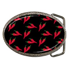 Red, hot jalapeno peppers, chilli pepper pattern at black, spicy Belt Buckles