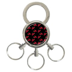 Red, hot jalapeno peppers, chilli pepper pattern at black, spicy 3-Ring Key Chain