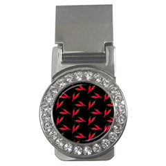 Red, hot jalapeno peppers, chilli pepper pattern at black, spicy Money Clips (CZ) 