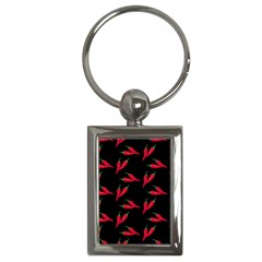 Red, hot jalapeno peppers, chilli pepper pattern at black, spicy Key Chain (Rectangle)