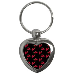 Red, hot jalapeno peppers, chilli pepper pattern at black, spicy Key Chain (Heart)