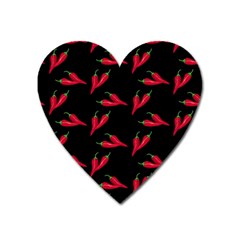 Red, hot jalapeno peppers, chilli pepper pattern at black, spicy Heart Magnet