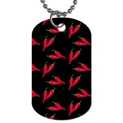 Red, hot jalapeno peppers, chilli pepper pattern at black, spicy Dog Tag (One Side)