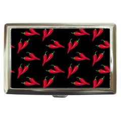 Red, hot jalapeno peppers, chilli pepper pattern at black, spicy Cigarette Money Case