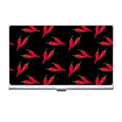 Red, hot jalapeno peppers, chilli pepper pattern at black, spicy Business Card Holder
