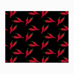 Red, hot jalapeno peppers, chilli pepper pattern at black, spicy Small Glasses Cloth