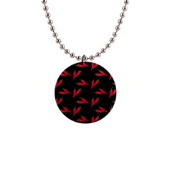 Red, hot jalapeno peppers, chilli pepper pattern at black, spicy 1  Button Necklace