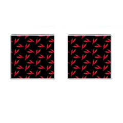 Red, hot jalapeno peppers, chilli pepper pattern at black, spicy Cufflinks (Square)