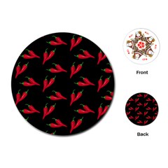 Red, hot jalapeno peppers, chilli pepper pattern at black, spicy Playing Cards Single Design (Round)