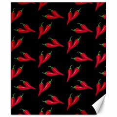 Red, hot jalapeno peppers, chilli pepper pattern at black, spicy Canvas 8  x 10 