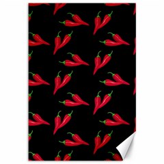 Red, hot jalapeno peppers, chilli pepper pattern at black, spicy Canvas 12  x 18 