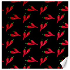 Red, hot jalapeno peppers, chilli pepper pattern at black, spicy Canvas 16  x 16 