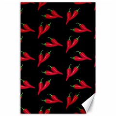Red, hot jalapeno peppers, chilli pepper pattern at black, spicy Canvas 24  x 36 