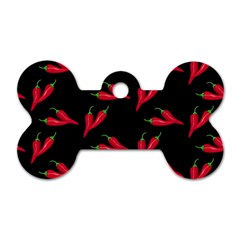 Red, hot jalapeno peppers, chilli pepper pattern at black, spicy Dog Tag Bone (One Side)