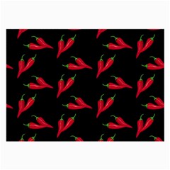 Red, hot jalapeno peppers, chilli pepper pattern at black, spicy Large Glasses Cloth