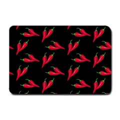 Red, hot jalapeno peppers, chilli pepper pattern at black, spicy Small Doormat 