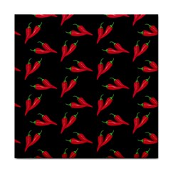 Red, Hot Jalapeno Peppers, Chilli Pepper Pattern At Black, Spicy Face Towel by Casemiro