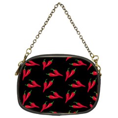 Red, hot jalapeno peppers, chilli pepper pattern at black, spicy Chain Purse (Two Sides)