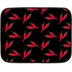 Red, hot jalapeno peppers, chilli pepper pattern at black, spicy Fleece Blanket (Mini)