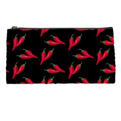 Red, hot jalapeno peppers, chilli pepper pattern at black, spicy Pencil Case
