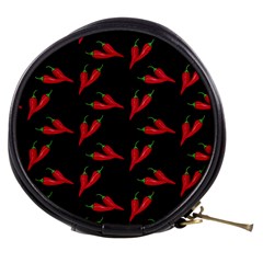 Red, hot jalapeno peppers, chilli pepper pattern at black, spicy Mini Makeup Bag