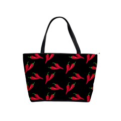 Red, hot jalapeno peppers, chilli pepper pattern at black, spicy Classic Shoulder Handbag