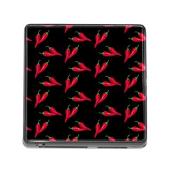 Red, Hot Jalapeno Peppers, Chilli Pepper Pattern At Black, Spicy Memory Card Reader (square 5 Slot)