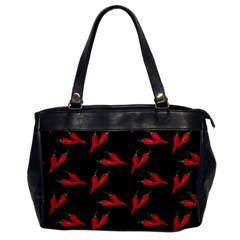 Red, hot jalapeno peppers, chilli pepper pattern at black, spicy Oversize Office Handbag