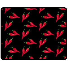Red, hot jalapeno peppers, chilli pepper pattern at black, spicy Fleece Blanket (Medium) 