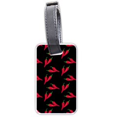 Red, hot jalapeno peppers, chilli pepper pattern at black, spicy Luggage Tag (one side)