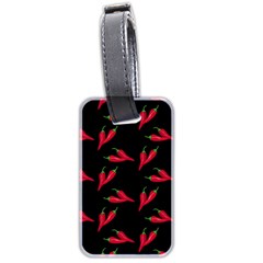 Red, hot jalapeno peppers, chilli pepper pattern at black, spicy Luggage Tag (two sides)