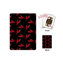 Red, hot jalapeno peppers, chilli pepper pattern at black, spicy Playing Cards Single Design (Mini)