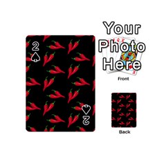 Red, Hot Jalapeno Peppers, Chilli Pepper Pattern At Black, Spicy Playing Cards 54 Designs (mini)