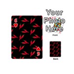 Red, hot jalapeno peppers, chilli pepper pattern at black, spicy Playing Cards 54 Designs (Mini) Front - Heart6
