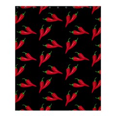 Red, hot jalapeno peppers, chilli pepper pattern at black, spicy Shower Curtain 60  x 72  (Medium) 