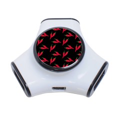 Red, hot jalapeno peppers, chilli pepper pattern at black, spicy 3-Port USB Hub