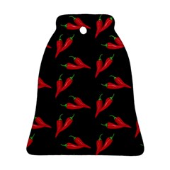 Red, hot jalapeno peppers, chilli pepper pattern at black, spicy Ornament (Bell)
