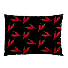 Red, hot jalapeno peppers, chilli pepper pattern at black, spicy Pillow Case (Two Sides)