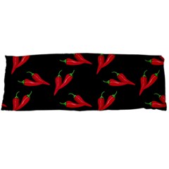 Red, hot jalapeno peppers, chilli pepper pattern at black, spicy Body Pillow Case (Dakimakura)