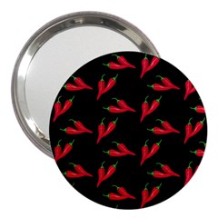 Red, hot jalapeno peppers, chilli pepper pattern at black, spicy 3  Handbag Mirrors