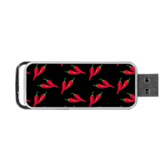 Red, Hot Jalapeno Peppers, Chilli Pepper Pattern At Black, Spicy Portable Usb Flash (one Side) by Casemiro