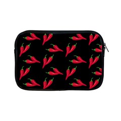 Red, hot jalapeno peppers, chilli pepper pattern at black, spicy Apple iPad Mini Zipper Cases